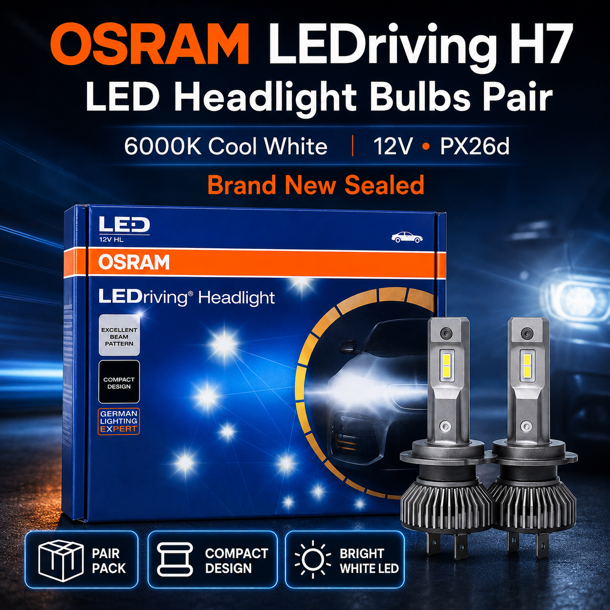 OSRAM LEDriving H7 LED Headlight Bulbs - Pair