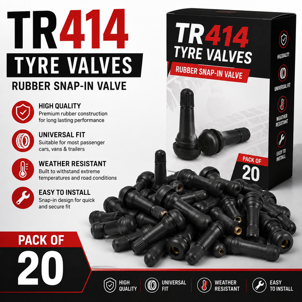 TR414 Snap-In Tubeless Tyre Valves – Pack of 20