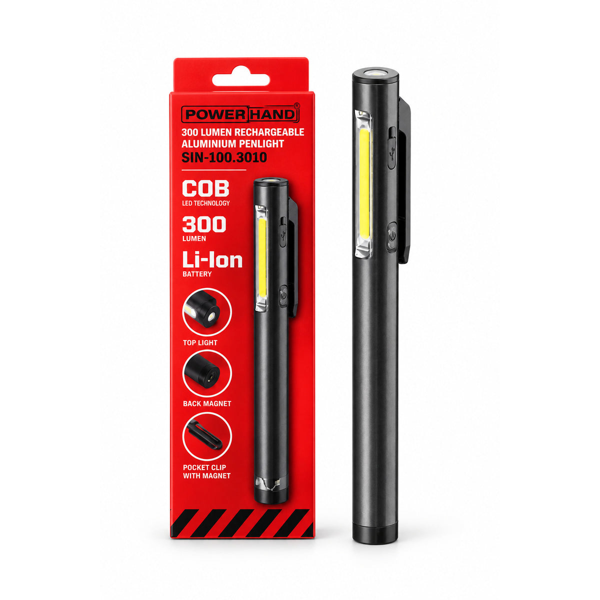 PowerHand 300 Lumen Rechargeable COB LED Pen Light