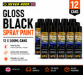 12× Silverhook Gloss Black Spray Paint 500ml – Metal & Wood Super-Smooth Finish