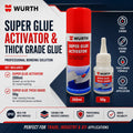 Würth Super Glue Kit – 50g Thick Grade Adhesive + 200ml Activator