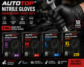 AutoTop 8 Mil Black Nitrile Gloves – Powder Free Disposable | Box of 50