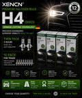 XENCN H4 9003 Halogen Headlight Bulbs – 10 Pack