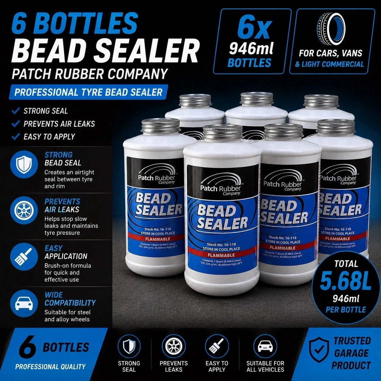 Patch Rubber Bead Sealer 946ml - Pack of 6