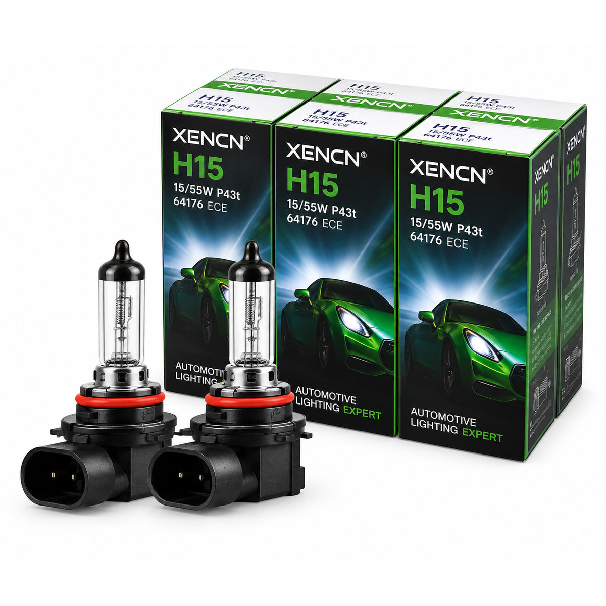 XENCN H15 Halogen Headlight Bulbs – German Technology | 2 & 10 Pack